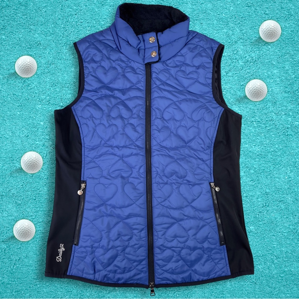 Daily Sports Golf Women Royal Blue & Black Harley Rover Hearts Puffer Vest - S